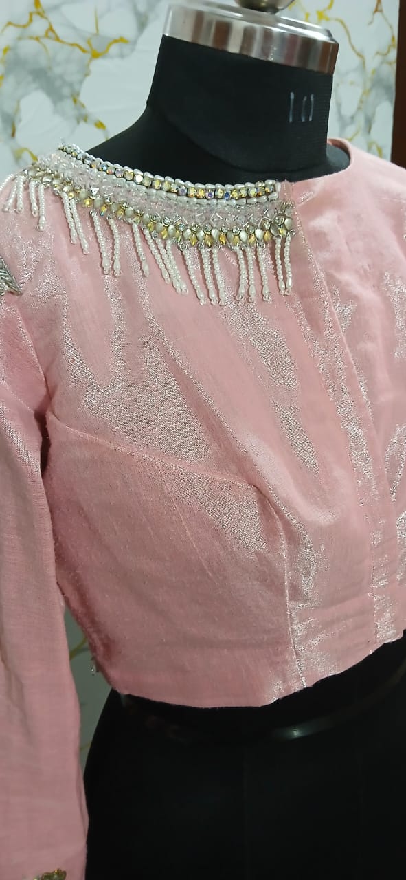 Pink Kurti with Pearl Embellishments